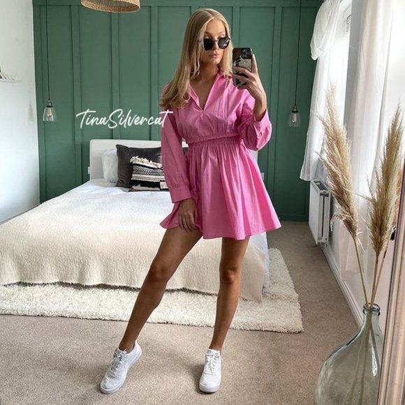 BLOGGER'S FAVE! Zara Barbie Pink Mini Dress NWT - Picture 11 of 17